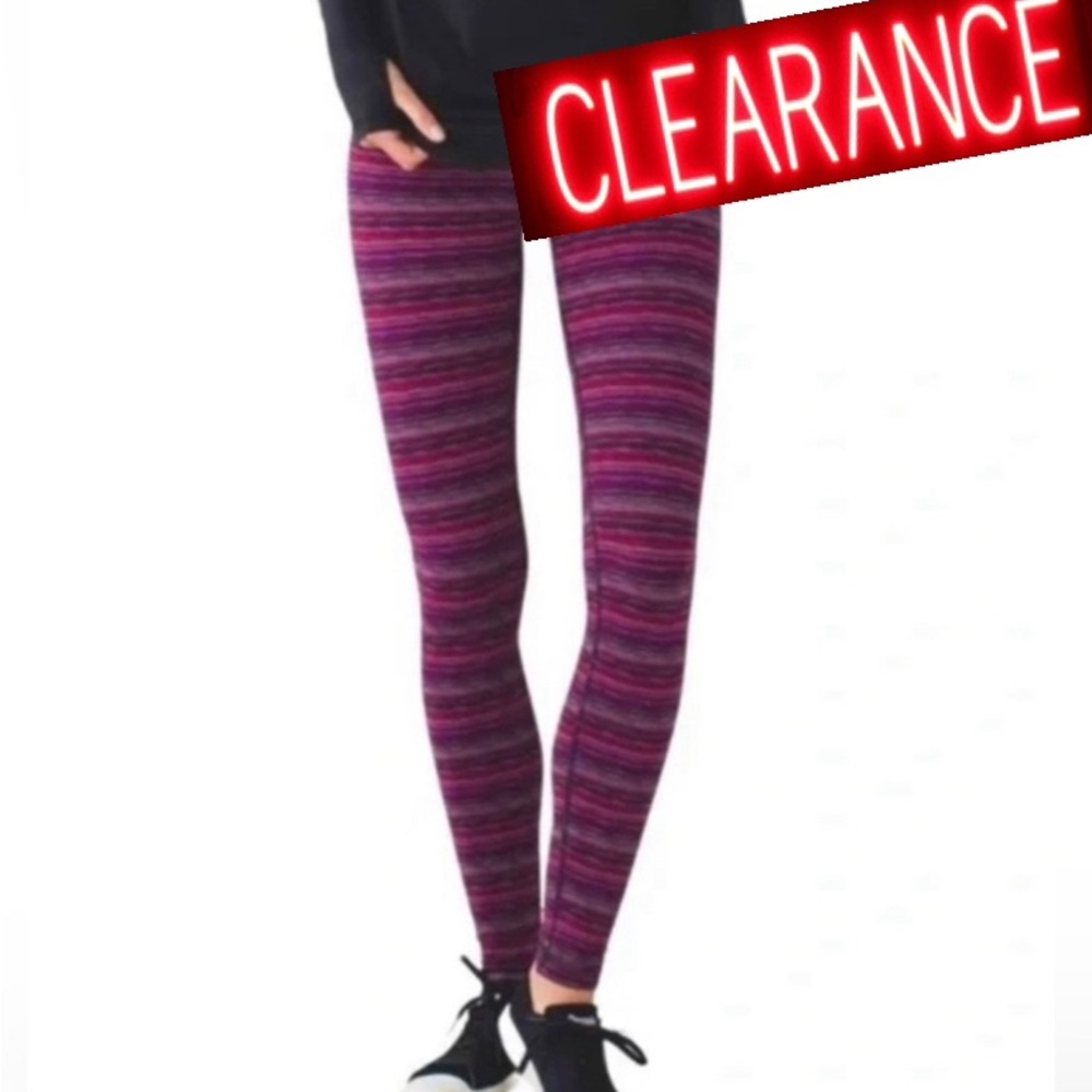 CLEARANCE ITEM. Lululemon full length striped wunder under leggings size 4